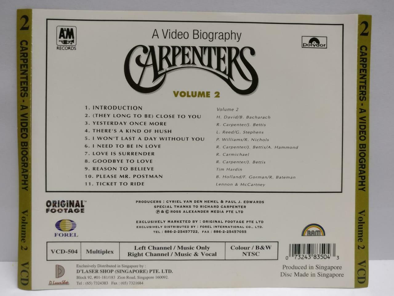 Carpenters A Video Biography MV Karaoke V.2 Rare Singapore Video CD VCD CDS084)