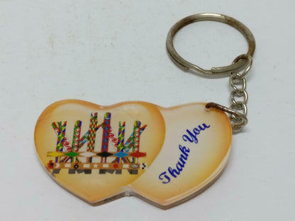 LP888 Vintage Double Heart Shape God Bless You Acrylic Keychain Keyring F/S (B712)