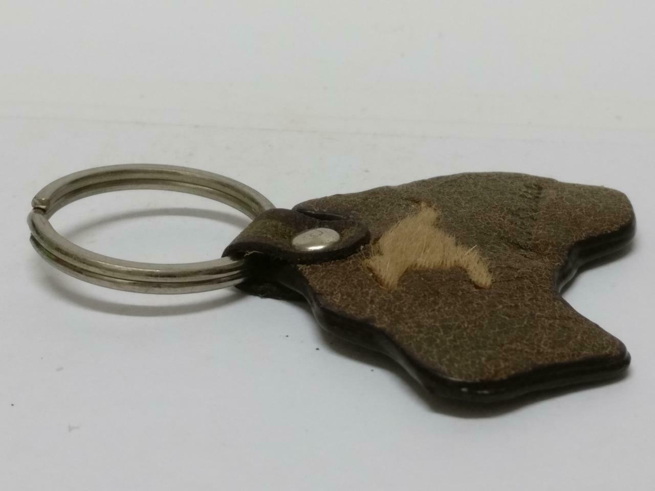 Vintage Australia Kangaroo Fur Souvenir Brown Tone Keychain Keyring F/S (B685)