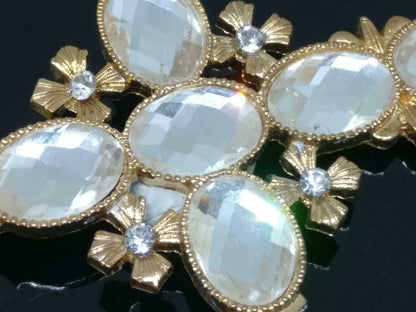 Rare Vintage Victorian Cross Rhinestone Beads Gold Tone Charm Pendant F/S (J820)
