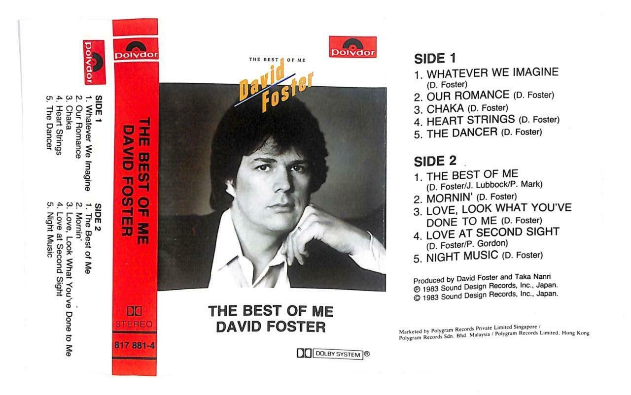 Rare David Foster The Best Of Me Singapore English Cassette CT877