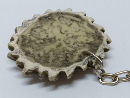 LP888 Rare Vintage Handmade Art Sun Carving Wood Sculpture Keychain Keyring F/S B750