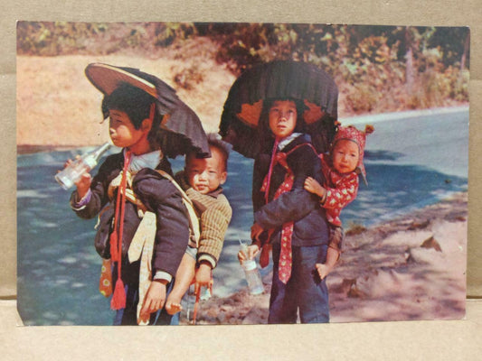 LUCKYPIGEON Children In Lama Chow New Territories Hong Kong Postcard (C1952)