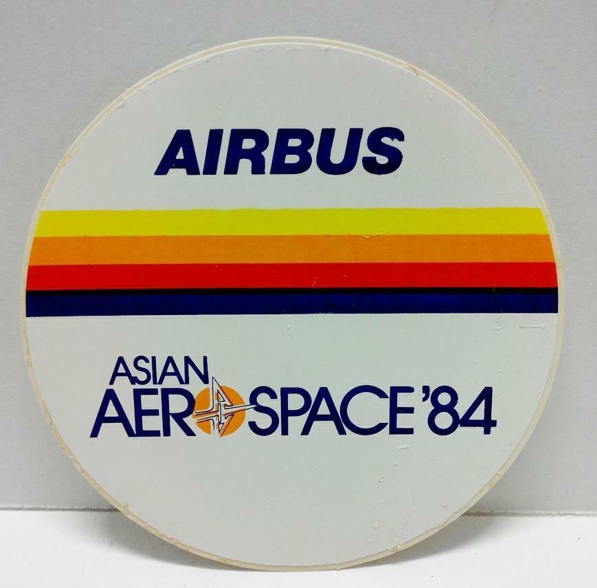 Rare Vintage 80’s Sticker Airbus Asian Aerospace '84 Airlines F/S (A766)