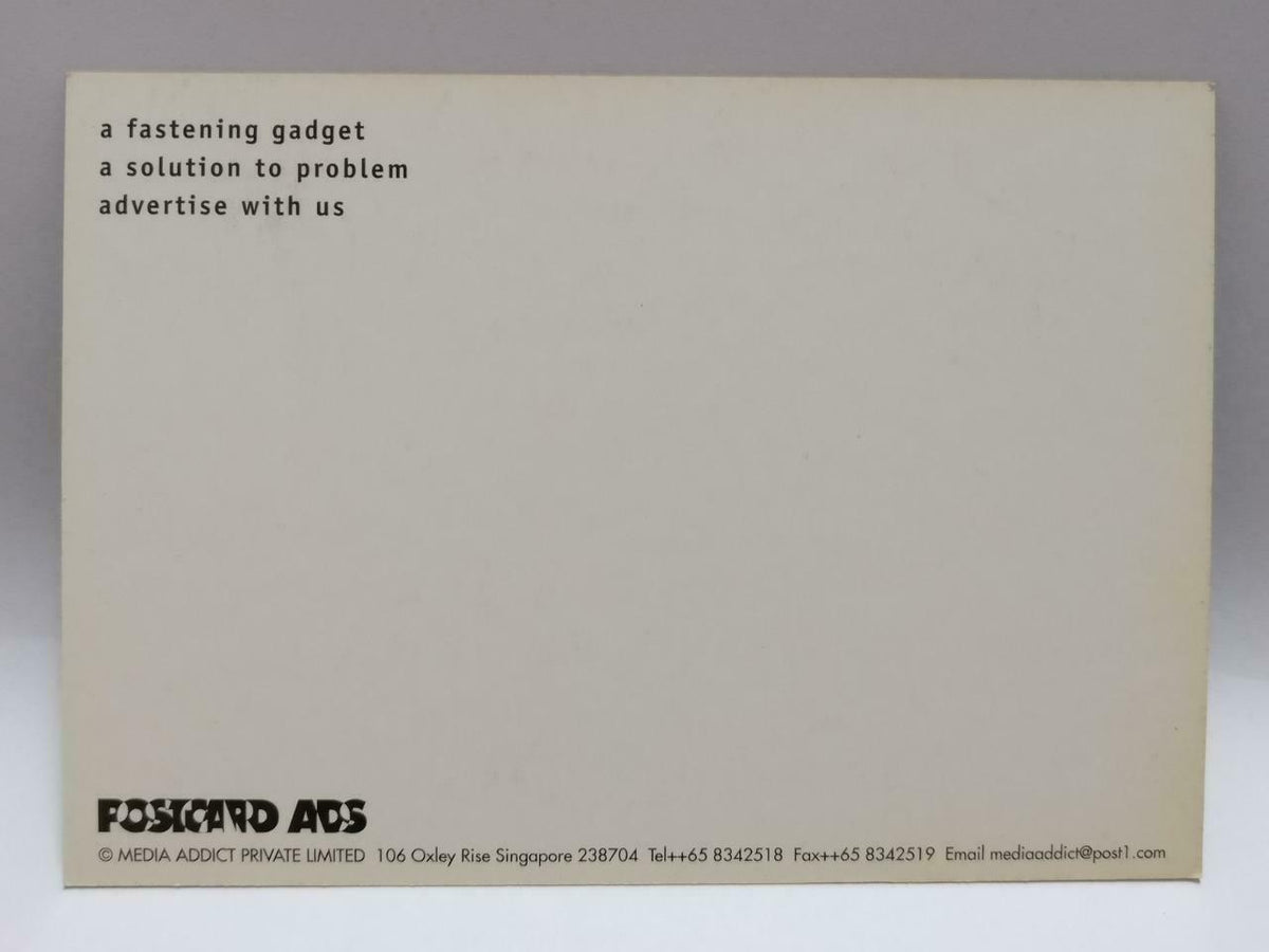 LUCKYPIGEON888 Huge Safety Pin Pink Green Singapore Ad Postcard (E0050)