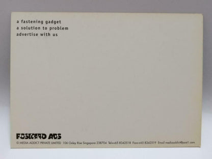 LUCKYPIGEON888 Huge Safety Pin Pink Green Singapore Ad Postcard (E0050)