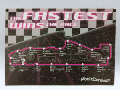 LUCKYPIGEON888 F1 Car Racing PoolzConnect 2009 Singapore Ad Postcard (E0051)
