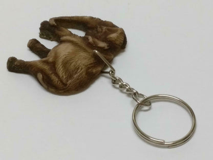 LP888 Vintage Handmade Mini Brown Wood Sculpture Elephant Keychain Keyring F/S (B747)