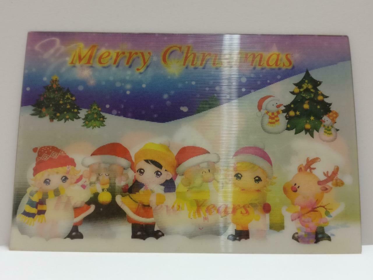 LUCKYPIGEON888 Christmas Santa Snowman Reindeer 3D Lenticular Postcard (E0432a)
