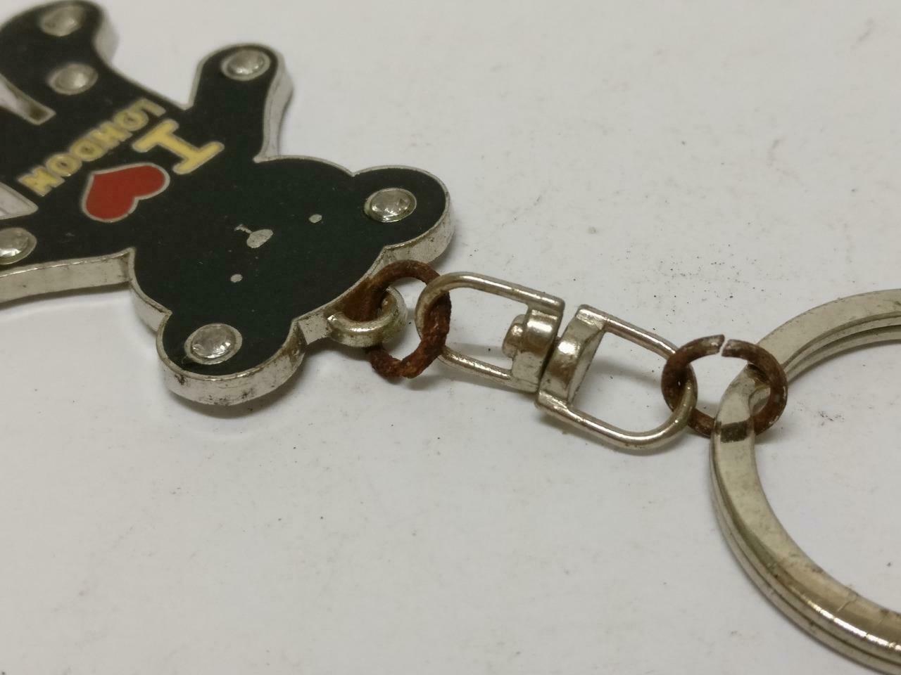 LP888 Vintage I Love London Cute Black Bear Rhinestones Souvenir Keychain F/S (B796)