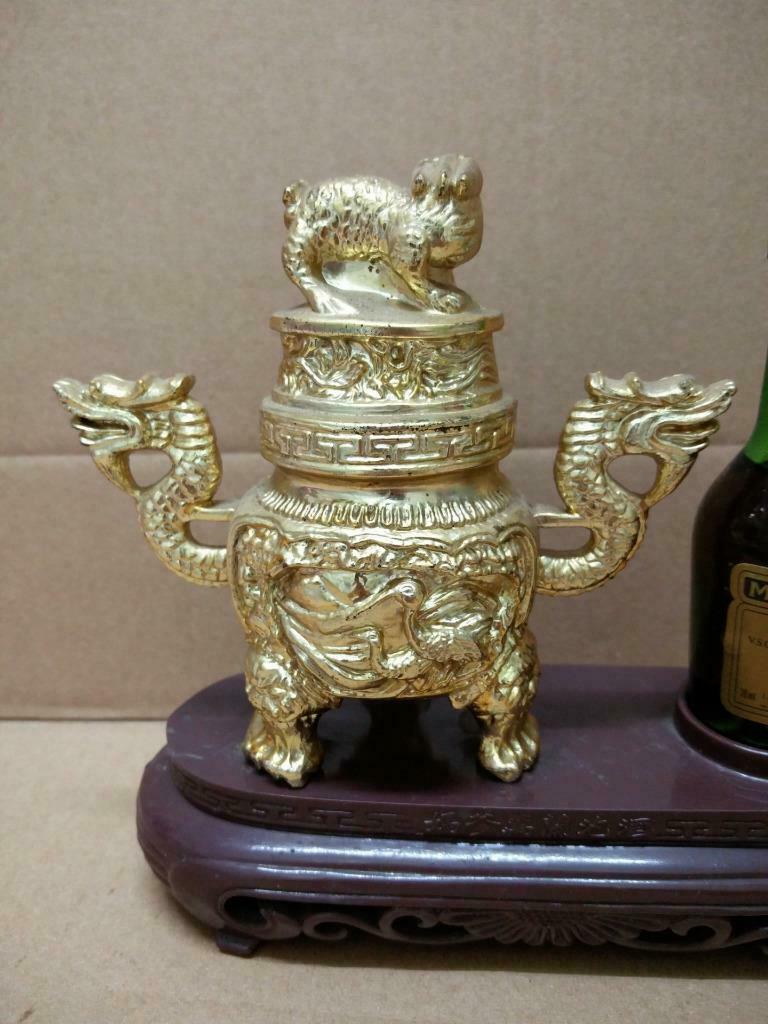Rare Vintage Martell V.S.O.P Cognac Bottle & Chinese Dragon Stand No Box (A1392)