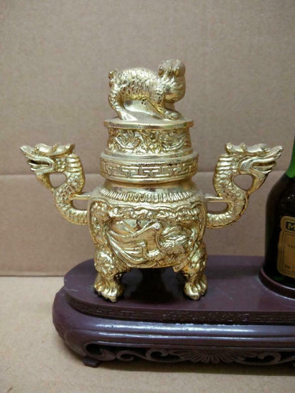 Rare Vintage Martell V.S.O.P Cognac Bottle & Chinese Dragon Stand No Box (A1392)