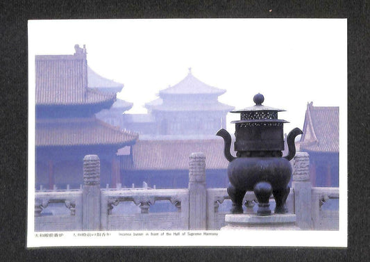 LUCKYPIGEON China Incense Burner in front of Supreme Harmony Postcard (C1760)