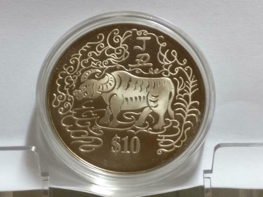 Singapore $10 Ox 1997 2nd Series Zodiac Copper Nickel Coin With Box (C053b)