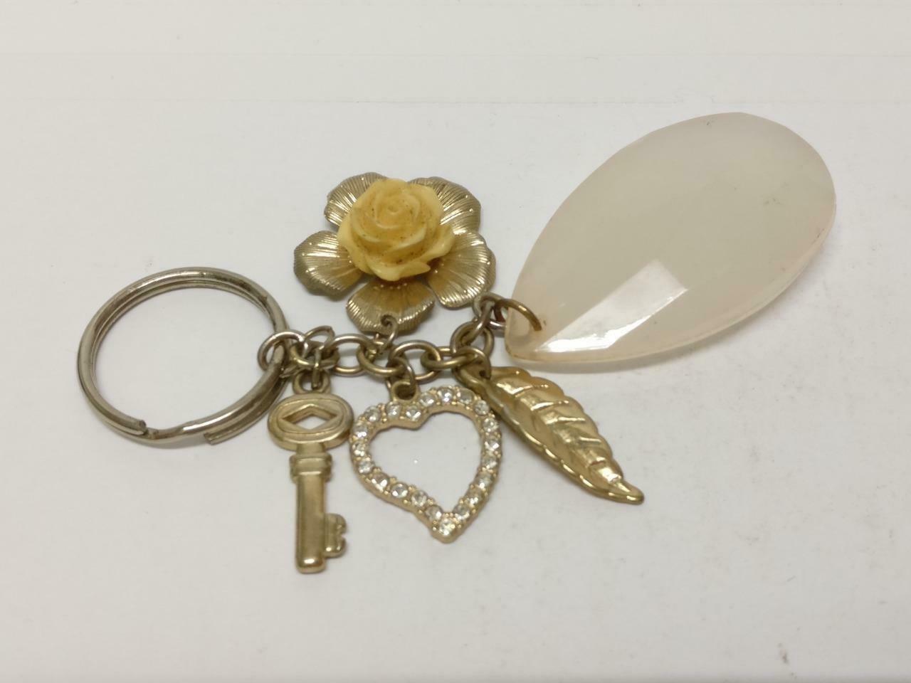 LP888 Vintage Flower Teardrop Acrylic Heart Multi Charms Keychain Keyring F/S (B832)
