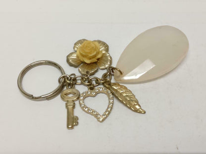 LP888 Vintage Flower Teardrop Acrylic Heart Multi Charms Keychain Keyring F/S (B832)