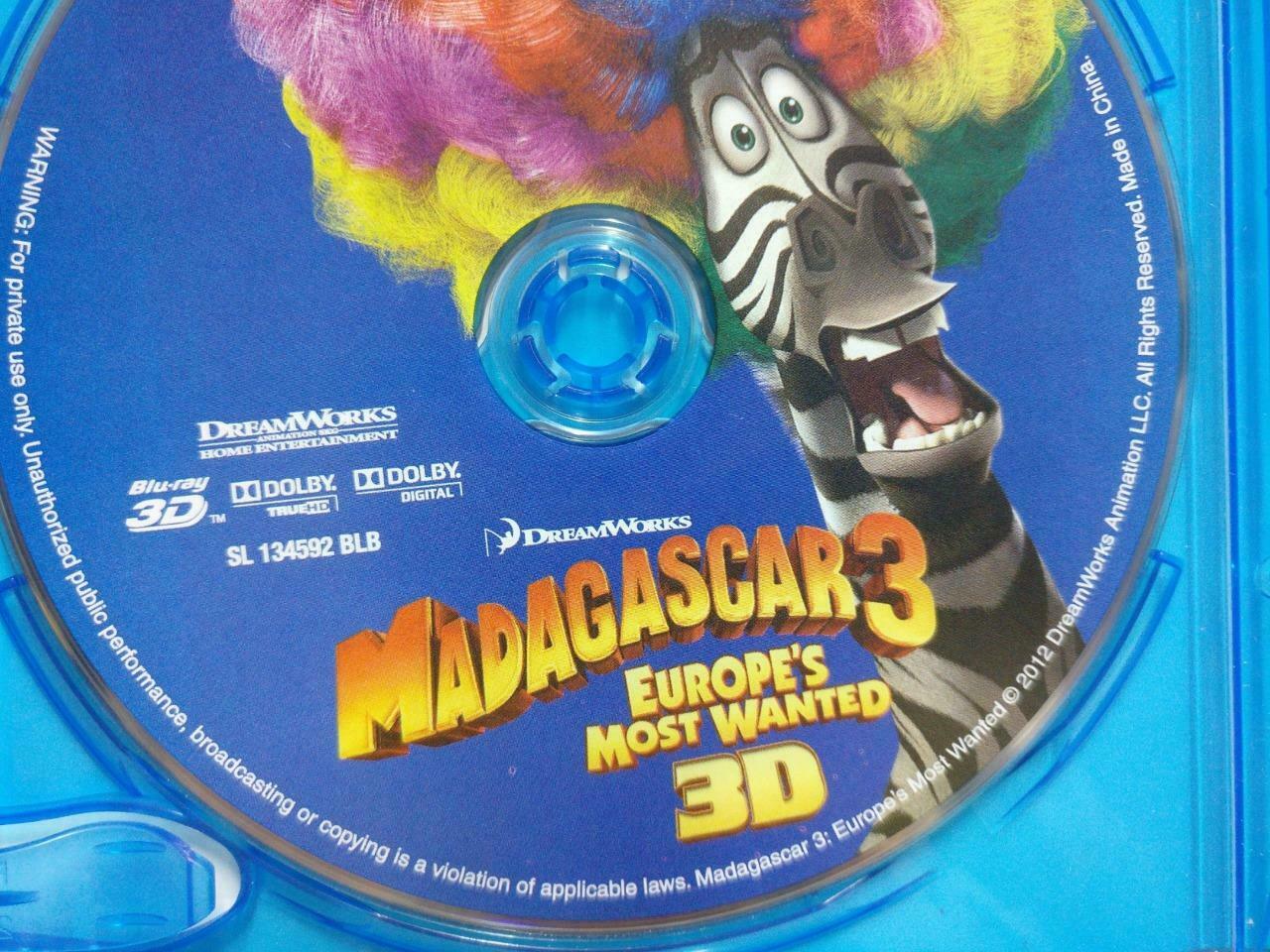 Blu-Ray 3D Movie Dreamworks Madagascar 3 2012 2x Disc No Booklet (GA386)