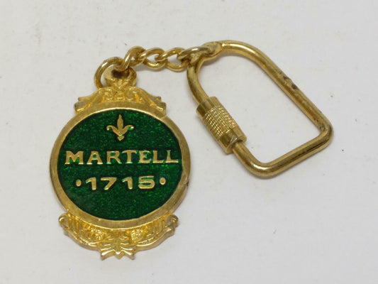 LP888 Vintage Green Martell 1715 Cognac Liquor Gold Tone Keychain Keyring F/S (B699)