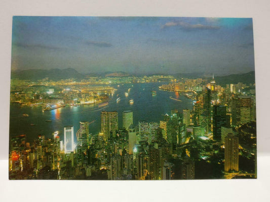 Vintage Hong Kong Beautiful Night View Of Victoria Habour 維多利亞港 Postcard (P832)