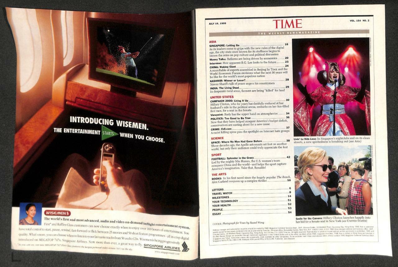 Singapore TIME Magazine 1999 Hillary Clinton Astronauts Apollo 11 & 12 SIA M009