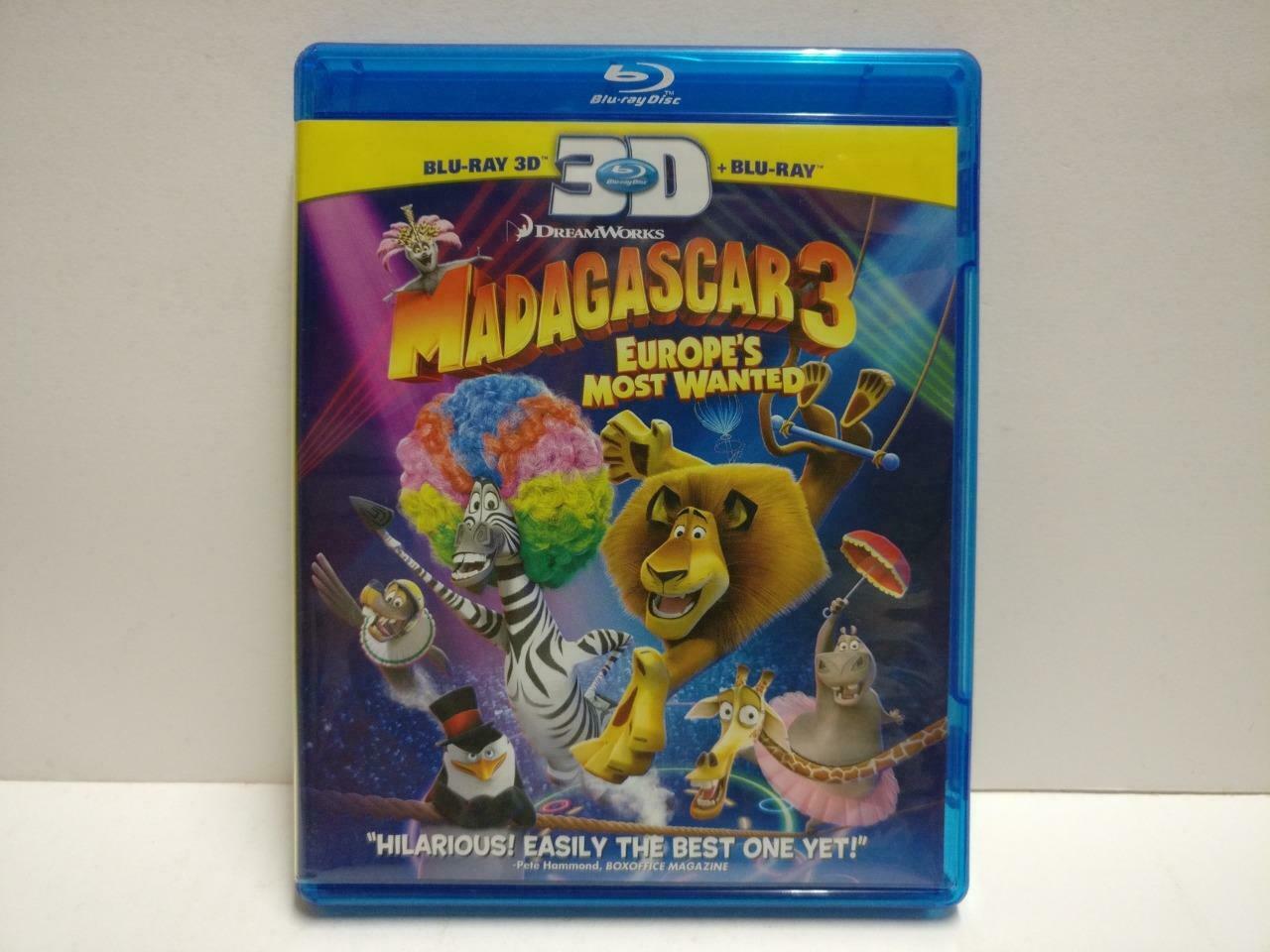Blu-Ray 3D Movie Dreamworks Madagascar 3 2012 2x Disc No Booklet (GA386)