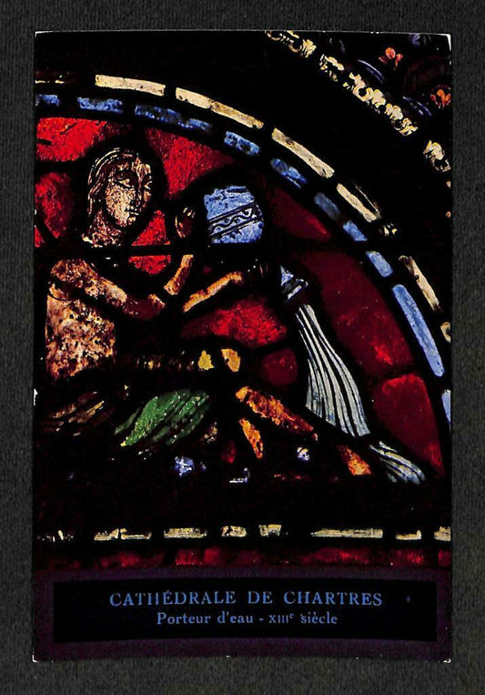 LUCKYPIGEON Cathedrale De Chartres Stain Glass Art Painting Postcard (C1555)