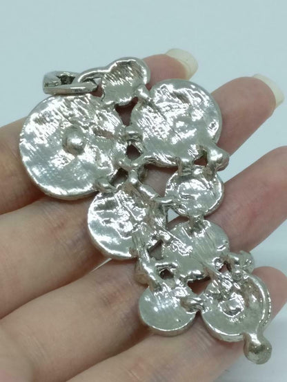 CJ888 Diamante Red Rhinestone Beads Art Silver Tone Charm Pendant F/S (J871)
