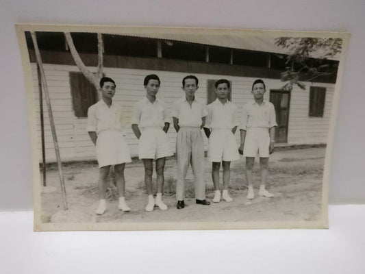 Vtg Asian Chinese Teacher Handsome Students Boy School Uniforms B&W Photo (P266)