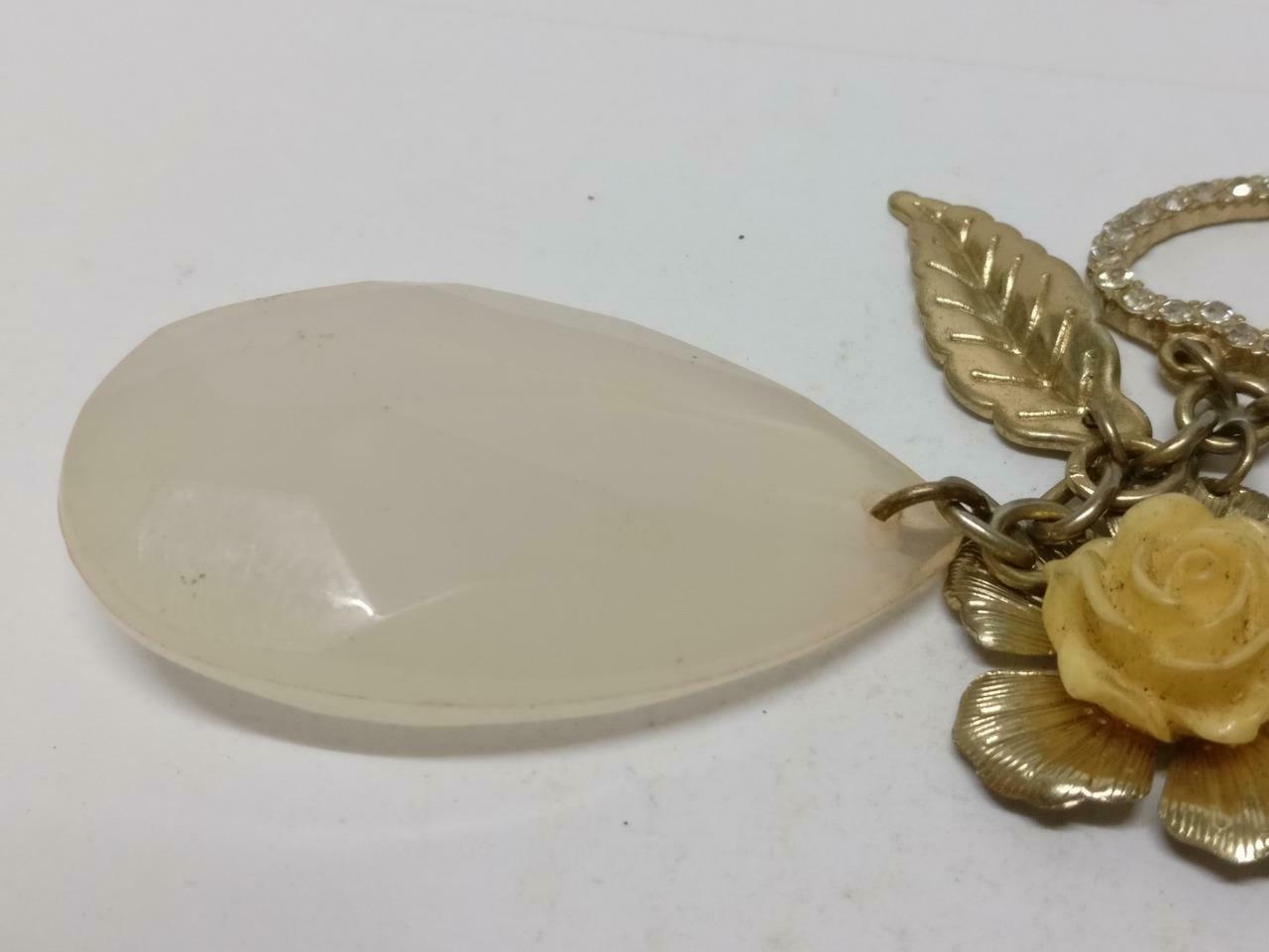 LP888 Vintage Flower Teardrop Acrylic Heart Multi Charms Keychain Keyring F/S (B832)