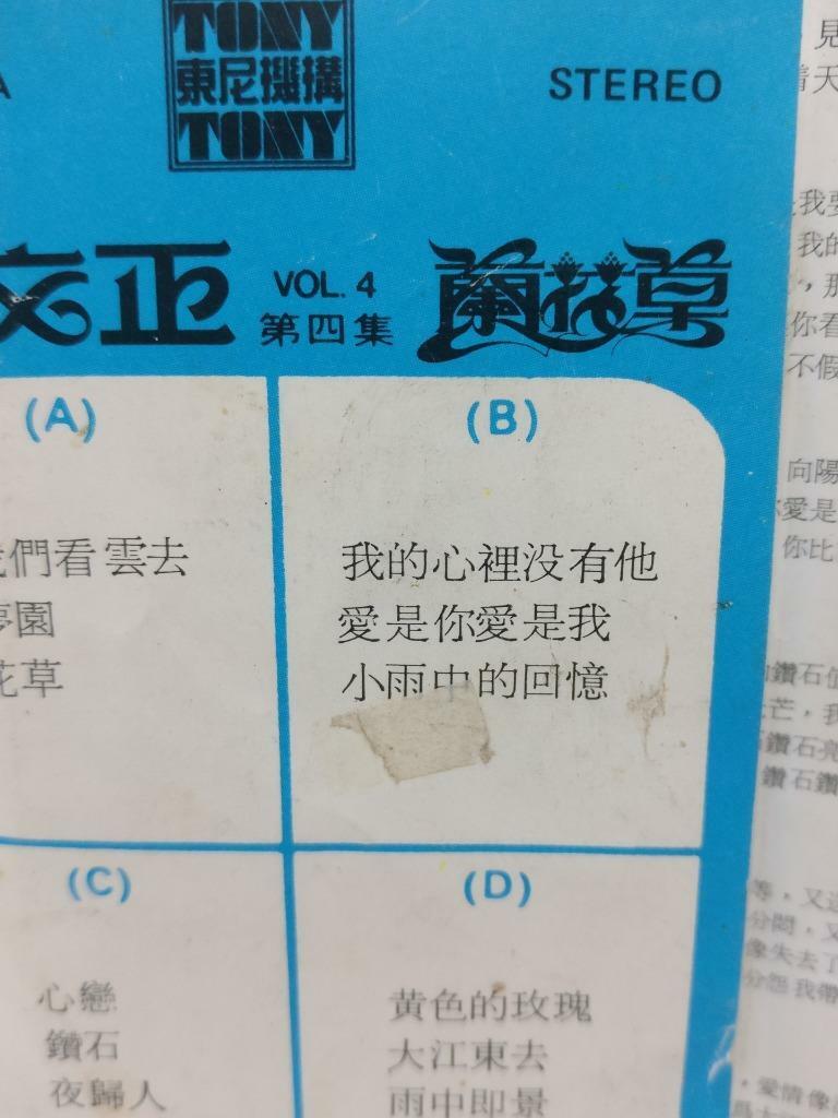 Taiwan Liu Wen Zheng 刘文正 劉文正 兰花草 卡帶 磁帶  Rare Singapore Cassette (CT309)
