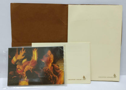 Singapore Airlines Business Class Note Memo Pad Writing Set & 2 Postcard (C2268)