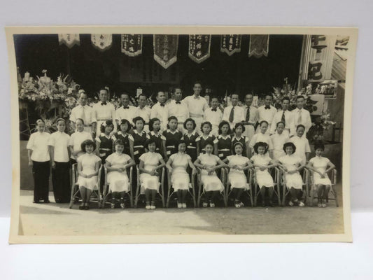 Vintage Asian Chinese Men Ladies Photoshoot Teachers Students B&W Photo (P410)