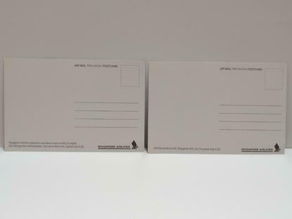 LUCKYPIGEON888 Singapore Airlines SIA Aircraft Plane Postcard Set Of 2 (E0443)