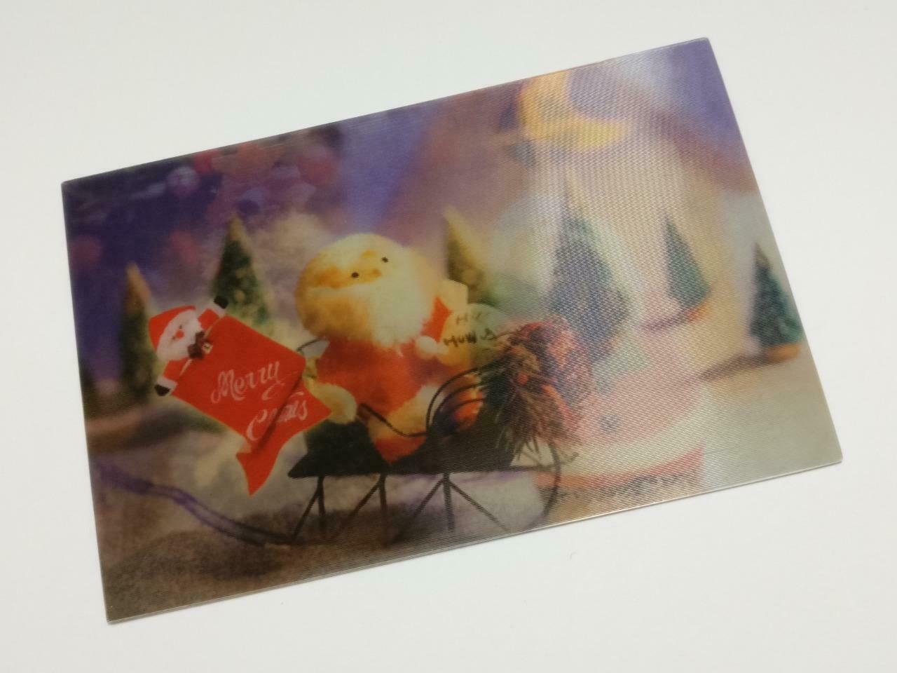 LUCKYPIGEON888 Christmas Santa Sleigh X'mas Tree 3D Lenticular Postcard (E0433a)