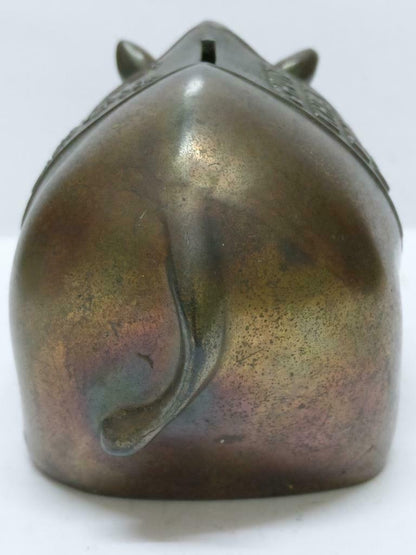 Rare 70's Vintage 崇僑銀行 Singapore Chung Khiaw Bank Coin Bank Bronze Rhino (A1654)