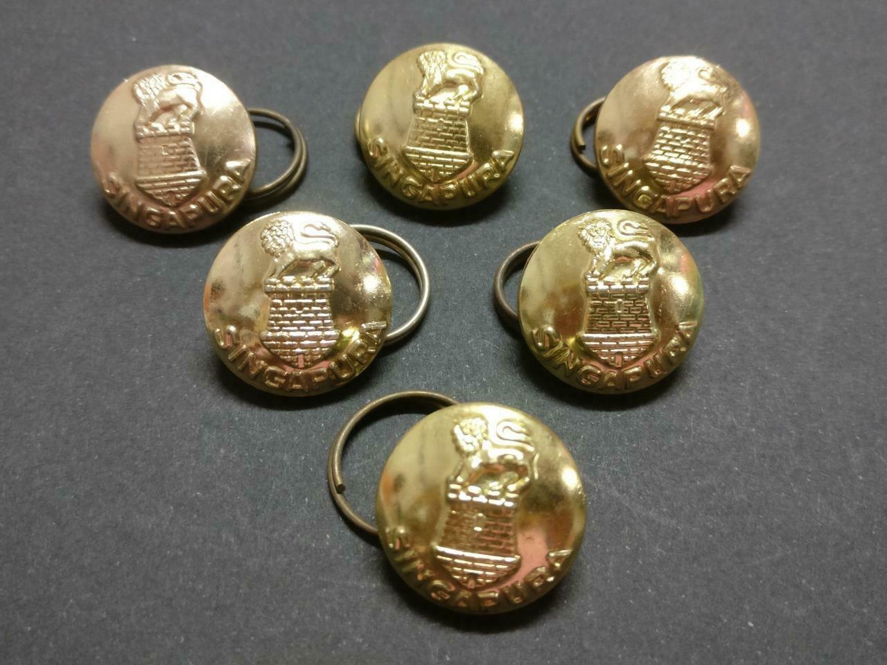 LP888 Vintage Singapore Army Round Gold Tone 6 x Lion Button F/S B887