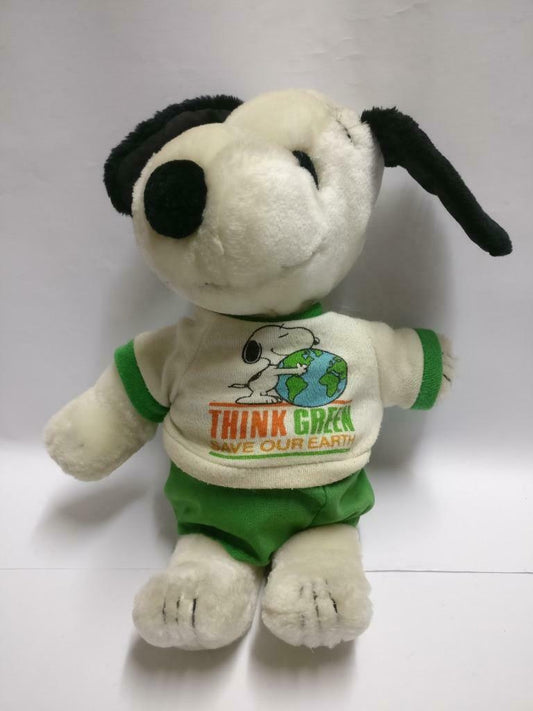 Rare Snoopy Think Green Save Our Earth 9" Cute Plush Dog Soft Toy F/S (PTY092)