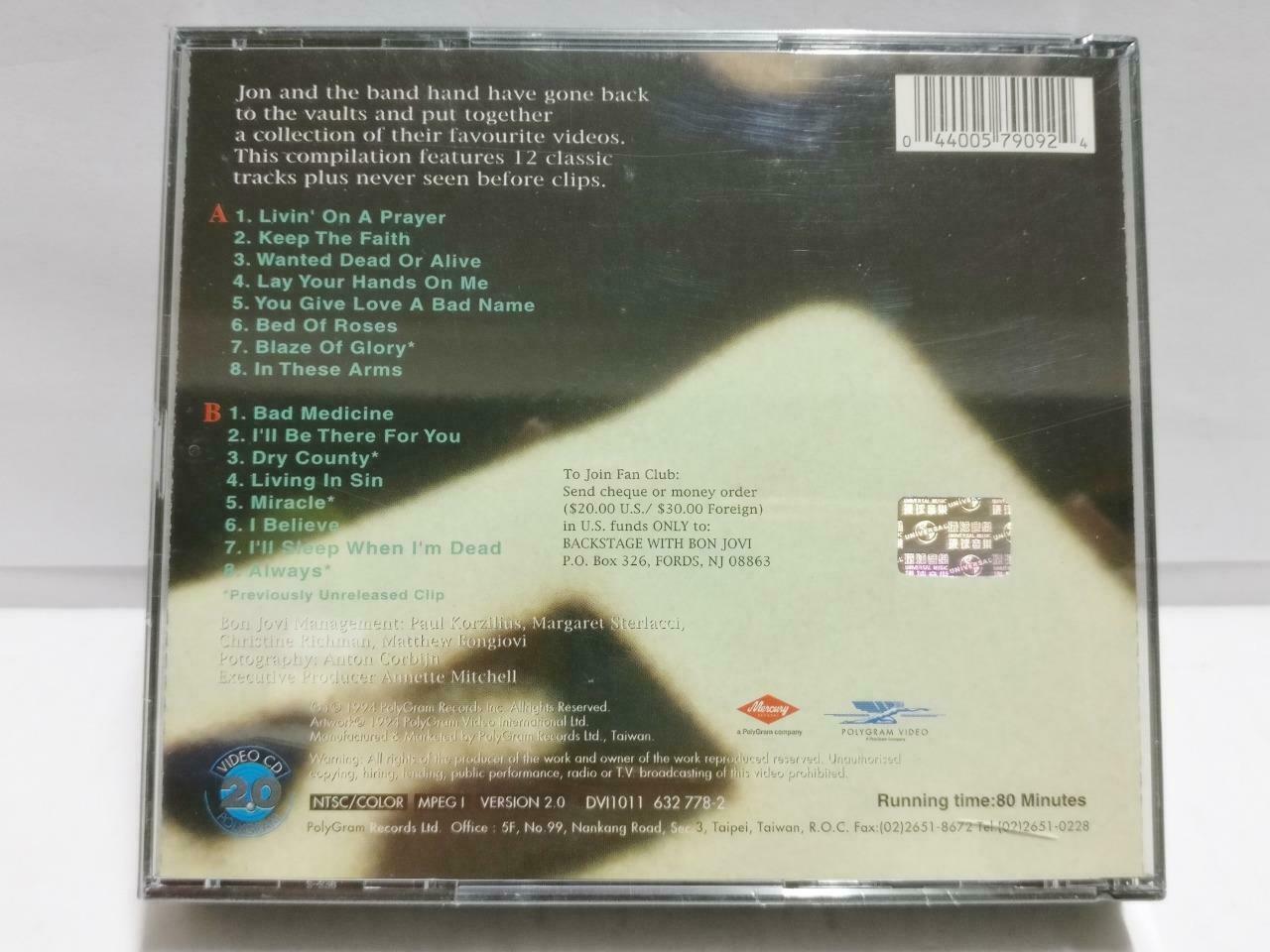Rare New Sealed The Best Of Bon Jovi Cross Road 1994 Taiwan Video 2x VCD (CD810)