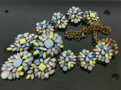 CJ888 Vintage Beautiful Pastel Flower Bronze Women Estate Necklace F/S J530