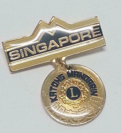 Vintage Singapore Lion Club Katong Mandarin Wordings Unique Pin Badge F/S /B091