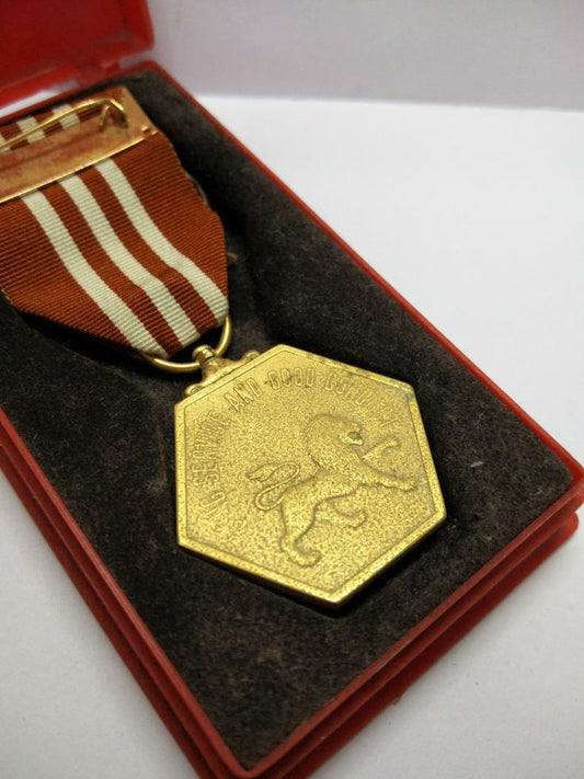 Mega Rare Vintage Singapore Armed Forces Good Service Lion Medal w/ Box (A1559)