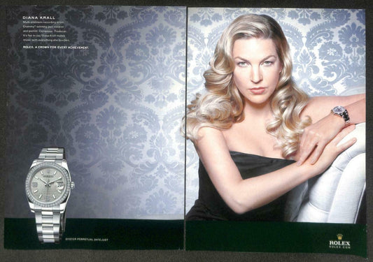 Vintage 2010 Rolex Watch Diana Krall Magazine Advertisement Print Ad x 2 (P957)