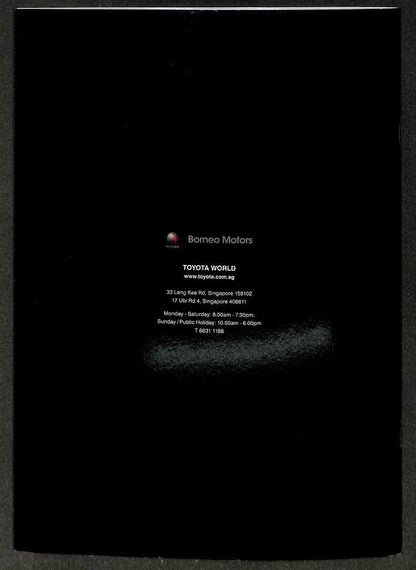 Toyota Singapore Car Catalogue Corolla Altis Model M026