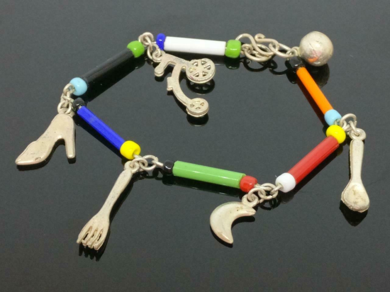 CJ888 Beautiful Vintage Heels Fork Spoon Moon Bike Mix Charm Bracelet F/S (J685)