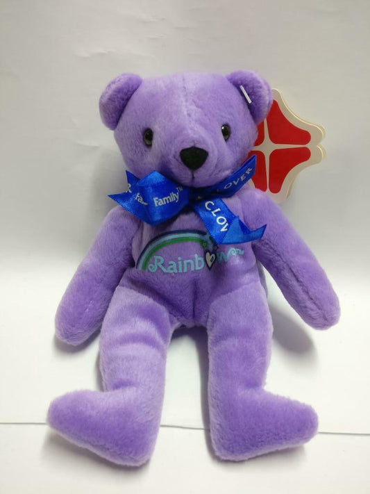 Singapore DBS Bank Rainbow Purple Teddy Bear 7" Plush Soft Toy F/S (PTY043)