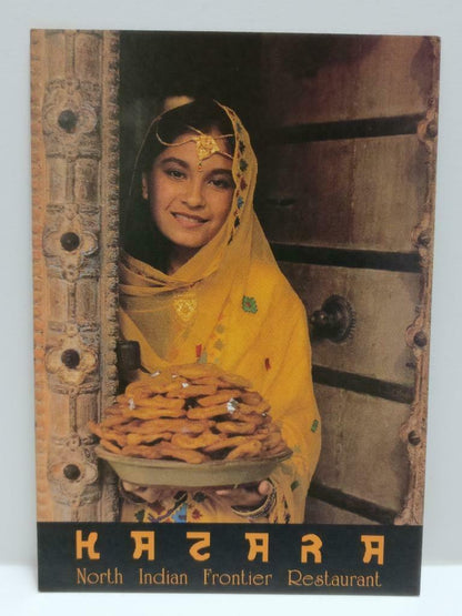 LUCKYPIGEON888 Beautiful Indian Lady Food Saree Singapore Ad Postcard (E0257)