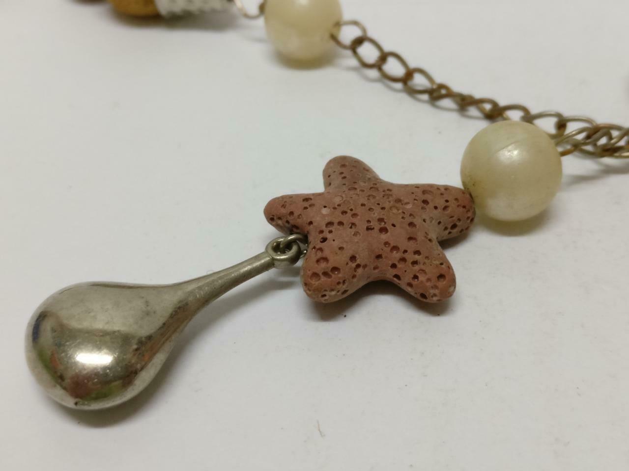 LP888 Rare Vintage Star Faux Pearl Flower Bag Multi Charms Keychain Keyring F/S (B834)