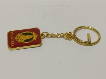 Vintage Cognac Martell 1715 Liquor Gold Tone Metal Keychain Keyring F/S (B687)