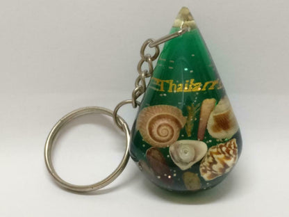 LP888 Rare Vintage Thailand Seashell Art Deco Acrylic Souvenir Keychain Keyring (B742)