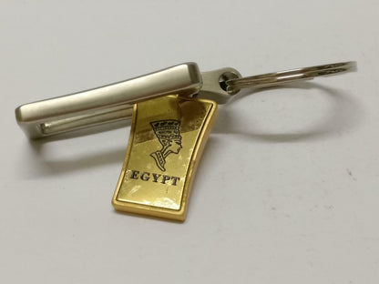 LP888 Rare Vintage Egypt Queen Gold Silver Tone Metal Keyring Keychain F/S (B789)